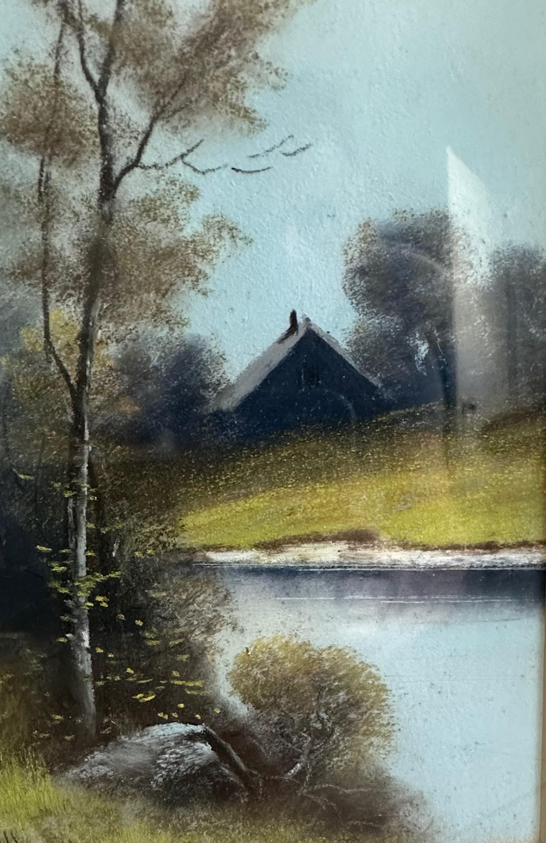 Coppia di dipinti di paesaggi a pastello tonalisti di William Henry Chandler in vendita 5
