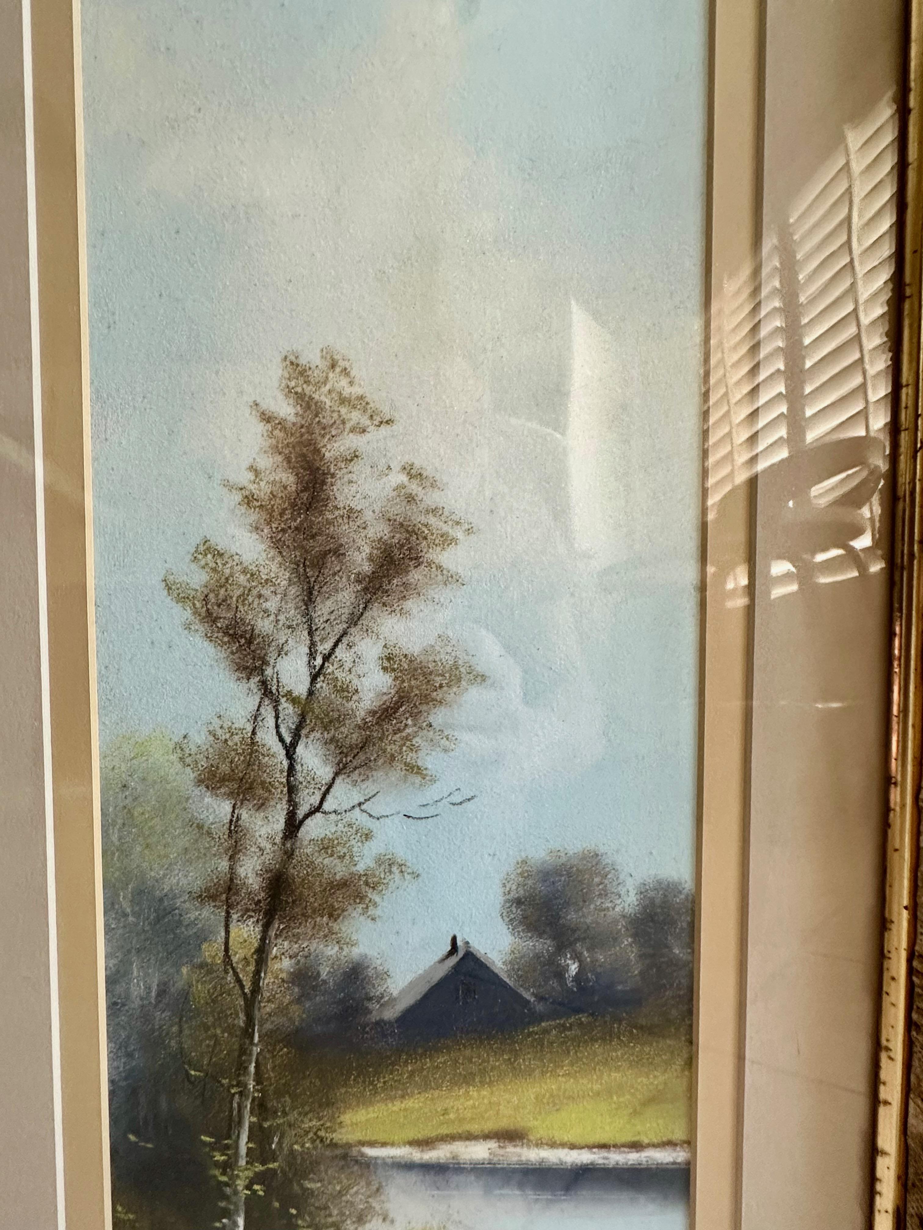 Coppia di dipinti di paesaggi a pastello tonalisti di William Henry Chandler in vendita 7