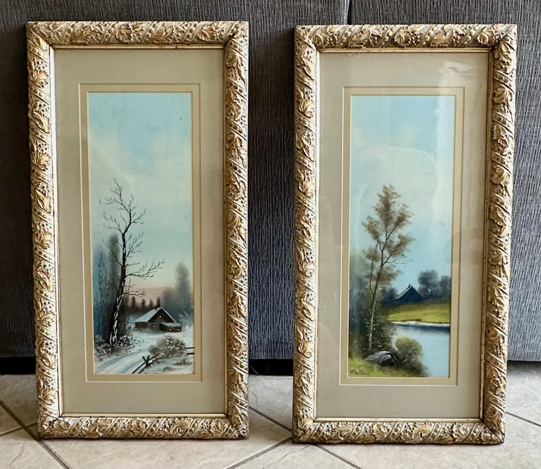 Coppia di dipinti di paesaggi a pastello tonalisti di William Henry Chandler in vendita 14