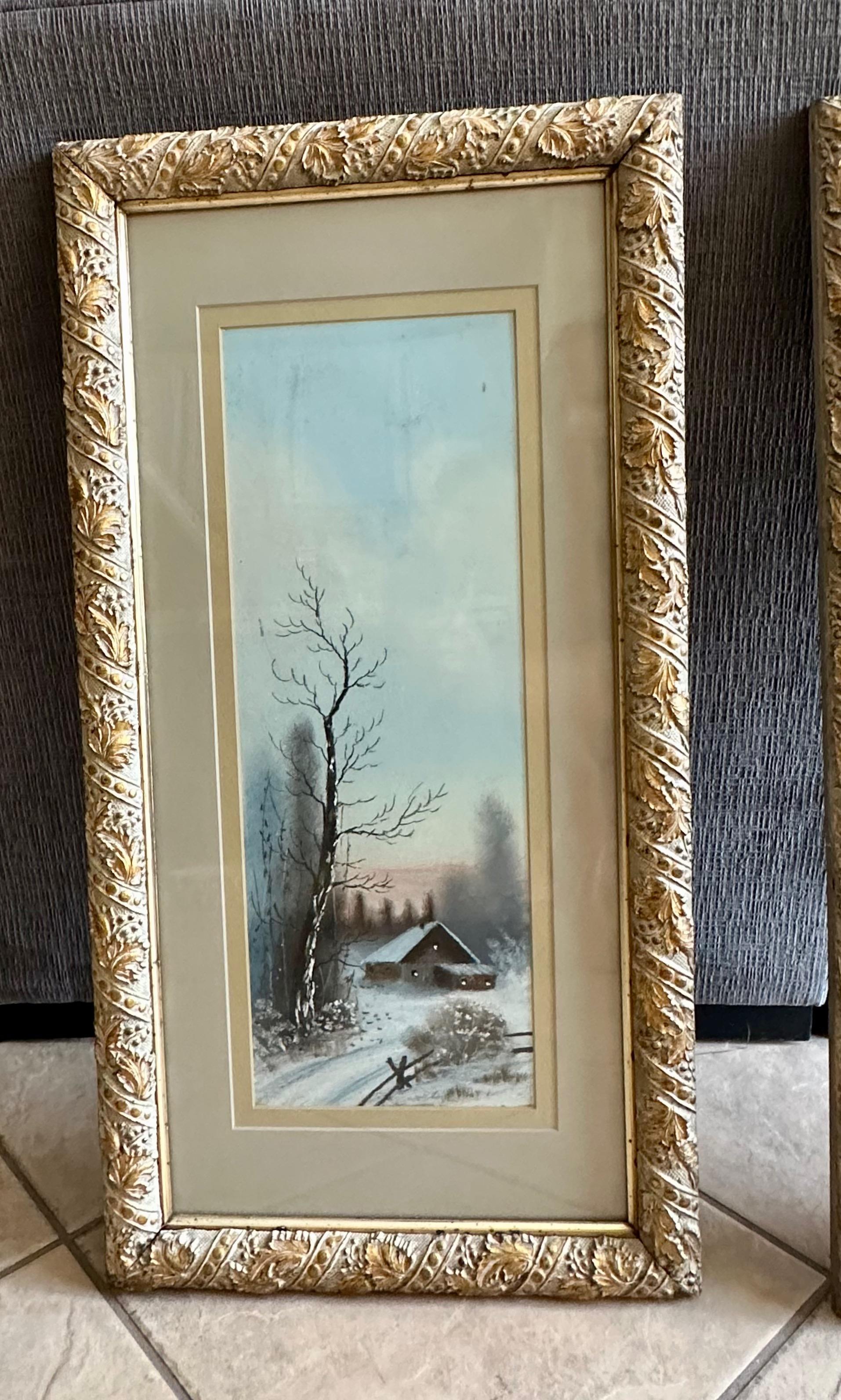 Coppia di dipinti di paesaggi a pastello tonalisti di William Henry Chandler In condizioni buone in vendita a Palm Springs, CA