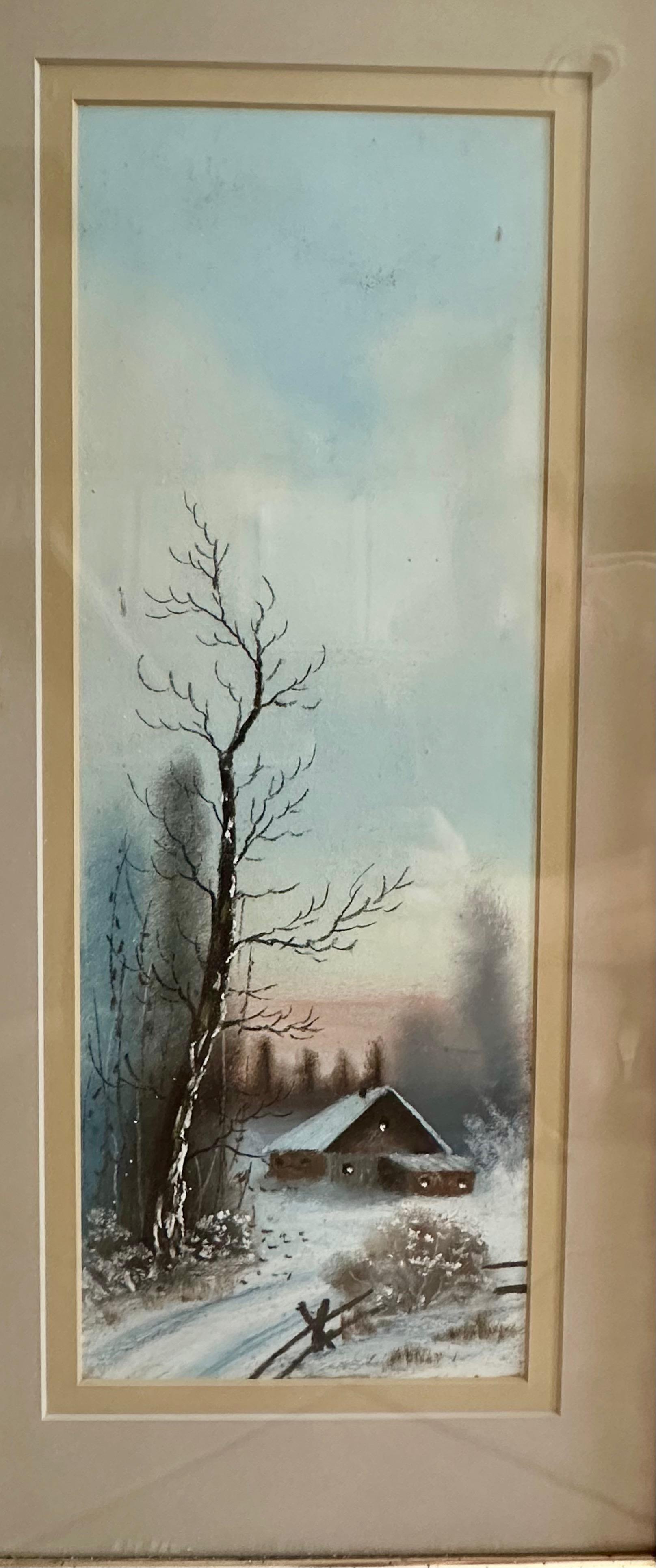 Inizio XX secolo Coppia di dipinti di paesaggi a pastello tonalisti di William Henry Chandler in vendita