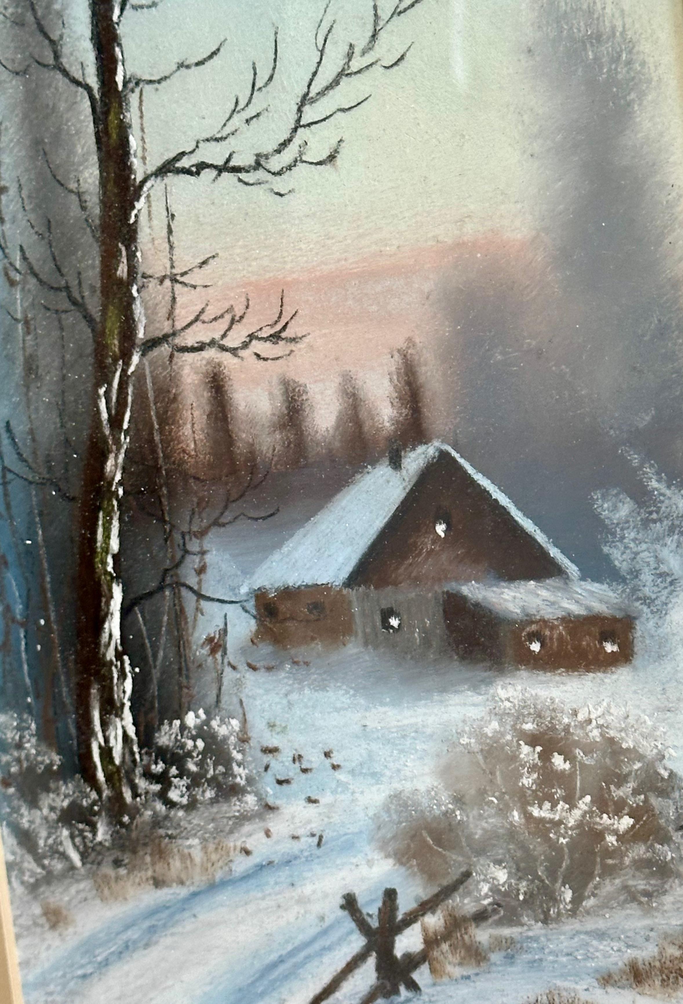 Vetro Coppia di dipinti di paesaggi a pastello tonalisti di William Henry Chandler in vendita