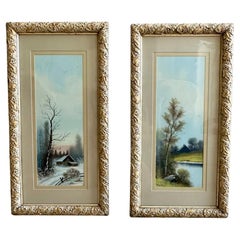 Pareja de paisajes al pastel tonalistas de William Henry Chandler