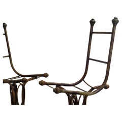 Tortoise Painted Faux Bamboo Iron and Bronze Chairs, Circa 1960
