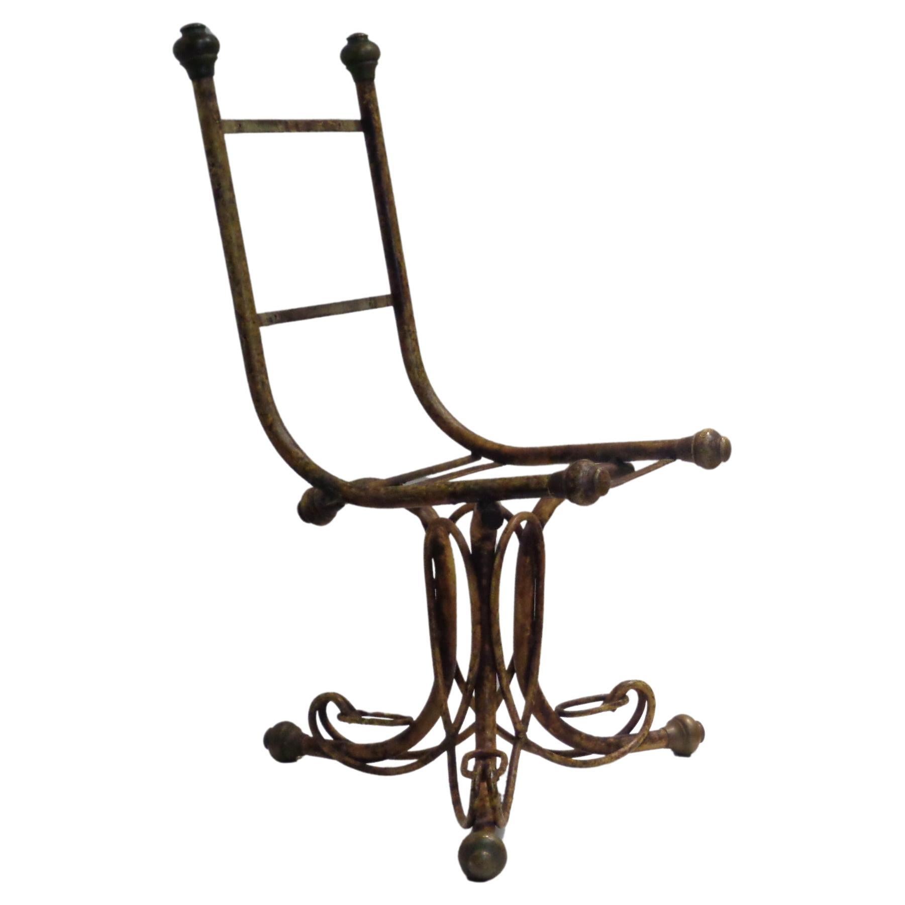 Metalwork  Tortoise Painted Faux Bamboo Iron and Bronze Chairs, Circa 1960 For Sale
