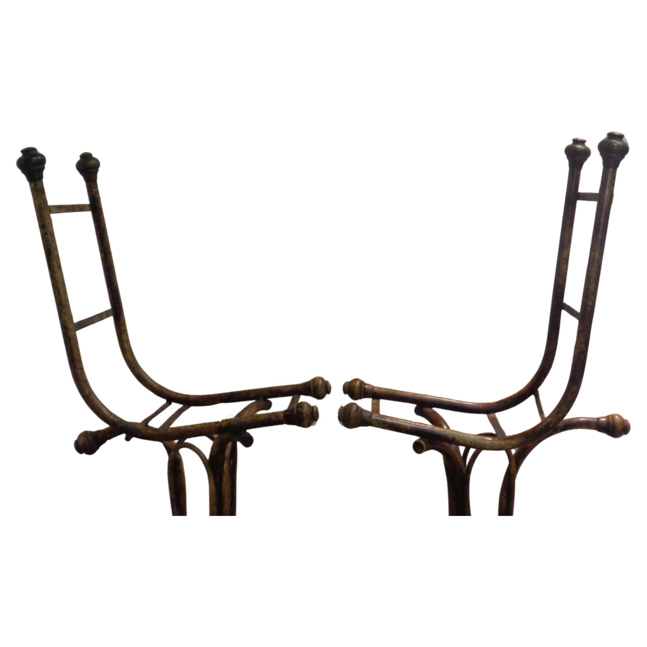  Tortoise Painted Faux Bamboo Iron and Bronze Chairs, Circa 1960 For Sale 2