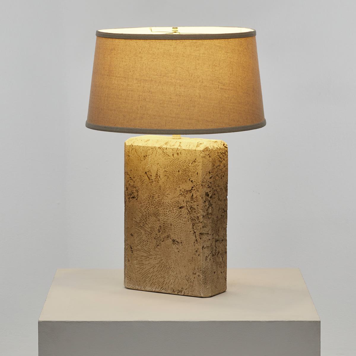 Pair Travertine Effect Table Lamps, US 1970s 6