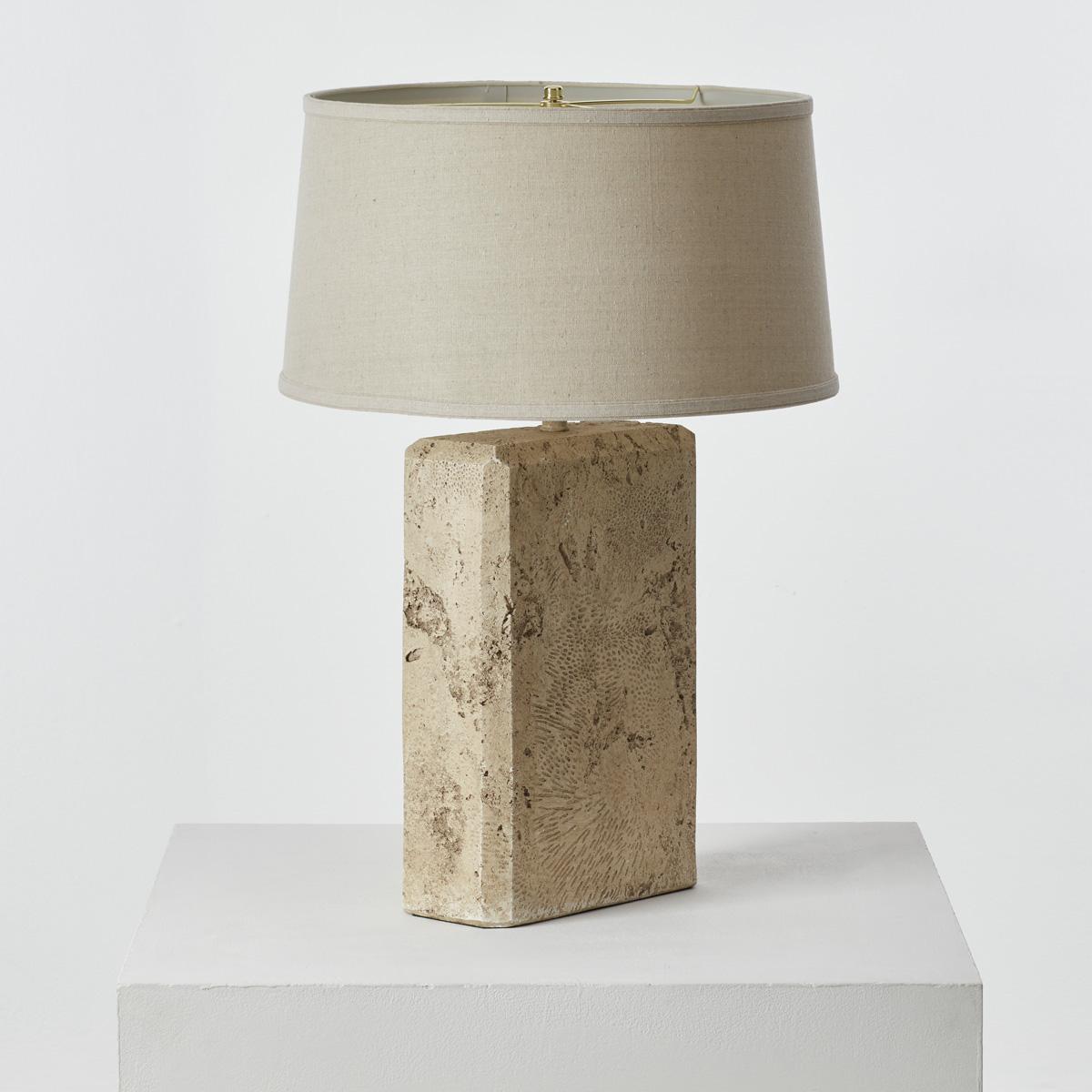 American Pair Travertine Effect Table Lamps, US 1970s