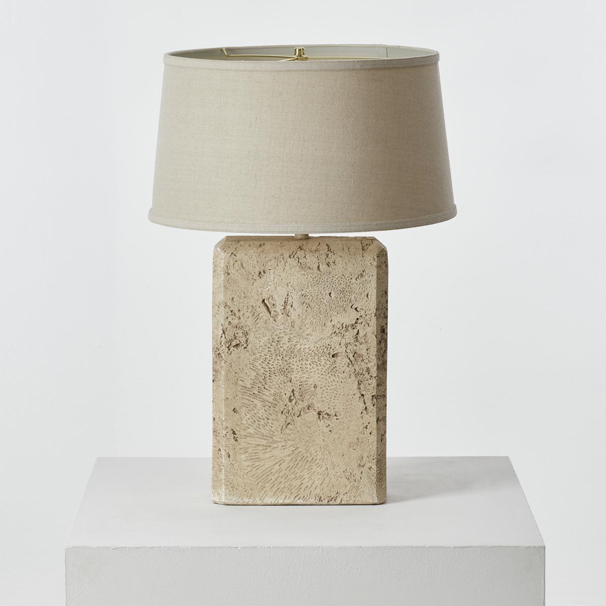 Pair Travertine Effect Table Lamps, US 1970s In Good Condition In London, GB