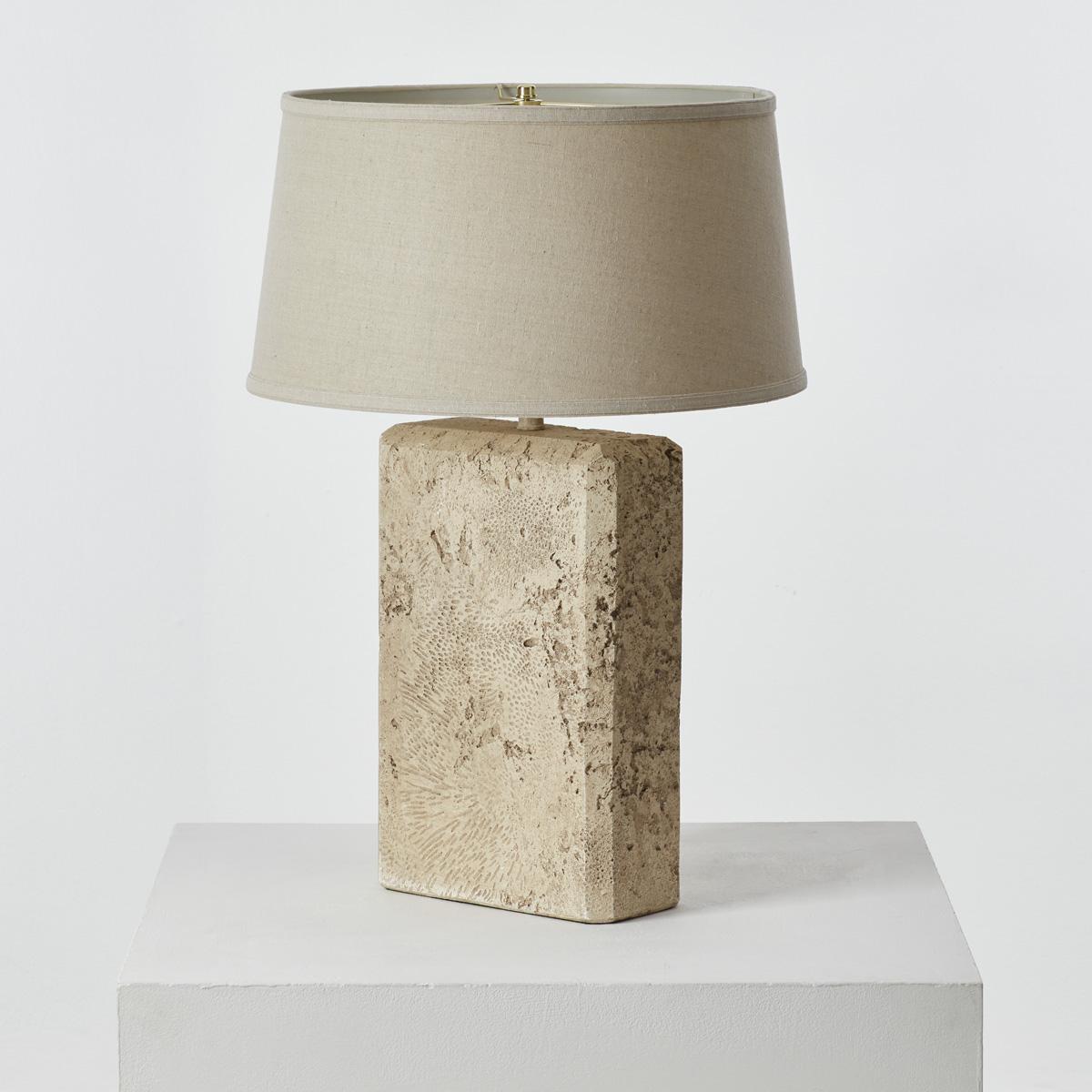 Late 20th Century Pair Travertine Effect Table Lamps, US 1970s
