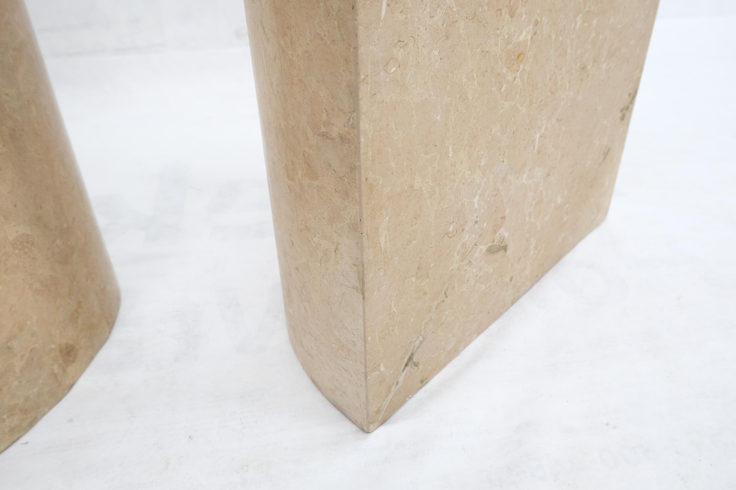 Pair Travertine Very Fine Half Round Pedestals Console Side Lamp Tables Stands 7