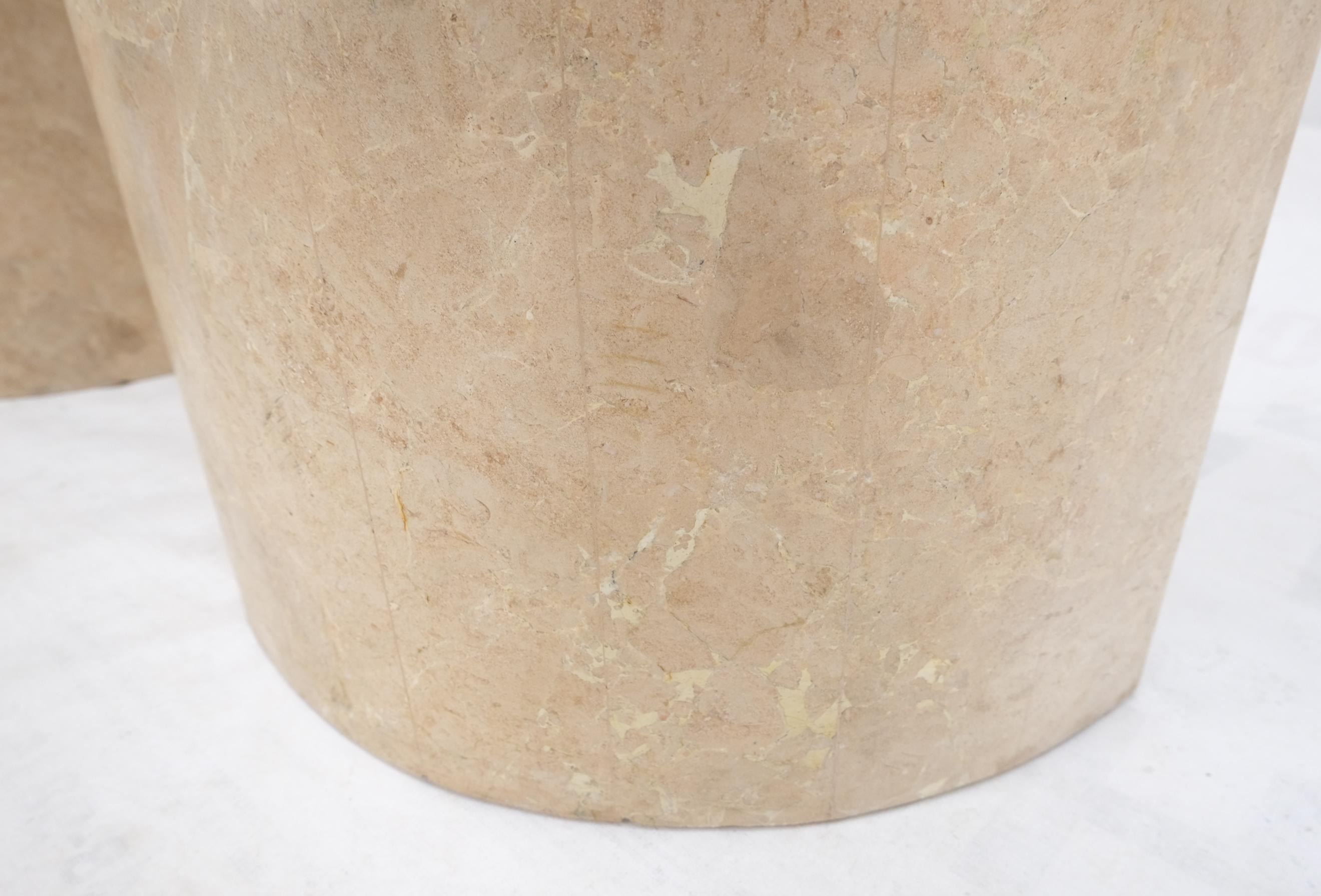 20th Century Pair Travertine Very Fine Half Round Pedestals Console Side Lamp Tables Stands