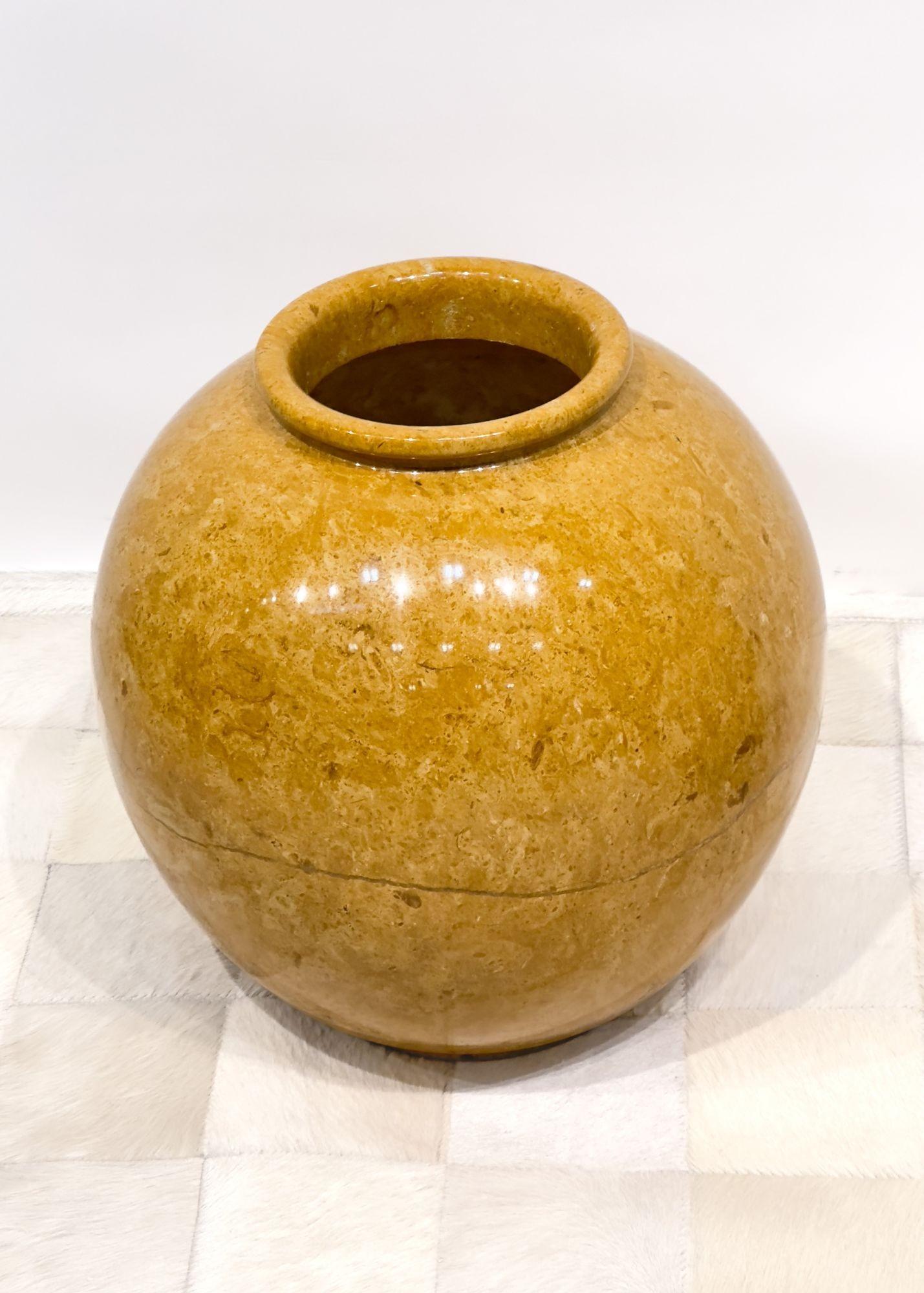 Late 20th Century Pair Travertine Vessels, 1980 For Sale