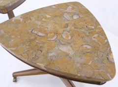 Pair Triangular Shape Marble Tops End Side Stands Lamp Tables Tomlinson Mint!