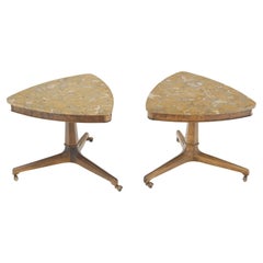 Paar dreieckige Formen Marmorplatten Beistelltische Lampentische Tomlinson Mint!