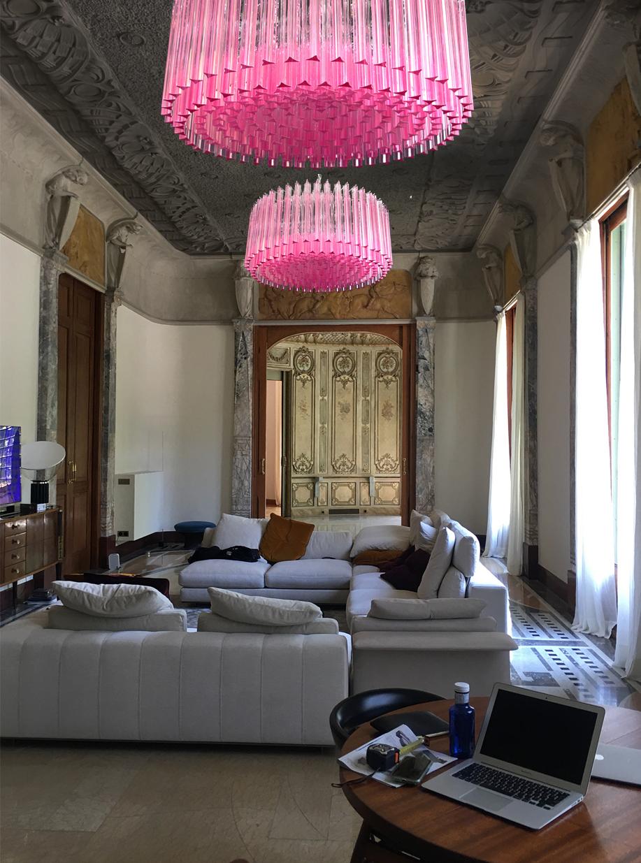 Pair Triedri Glass Chandeliers, Murano For Sale 6