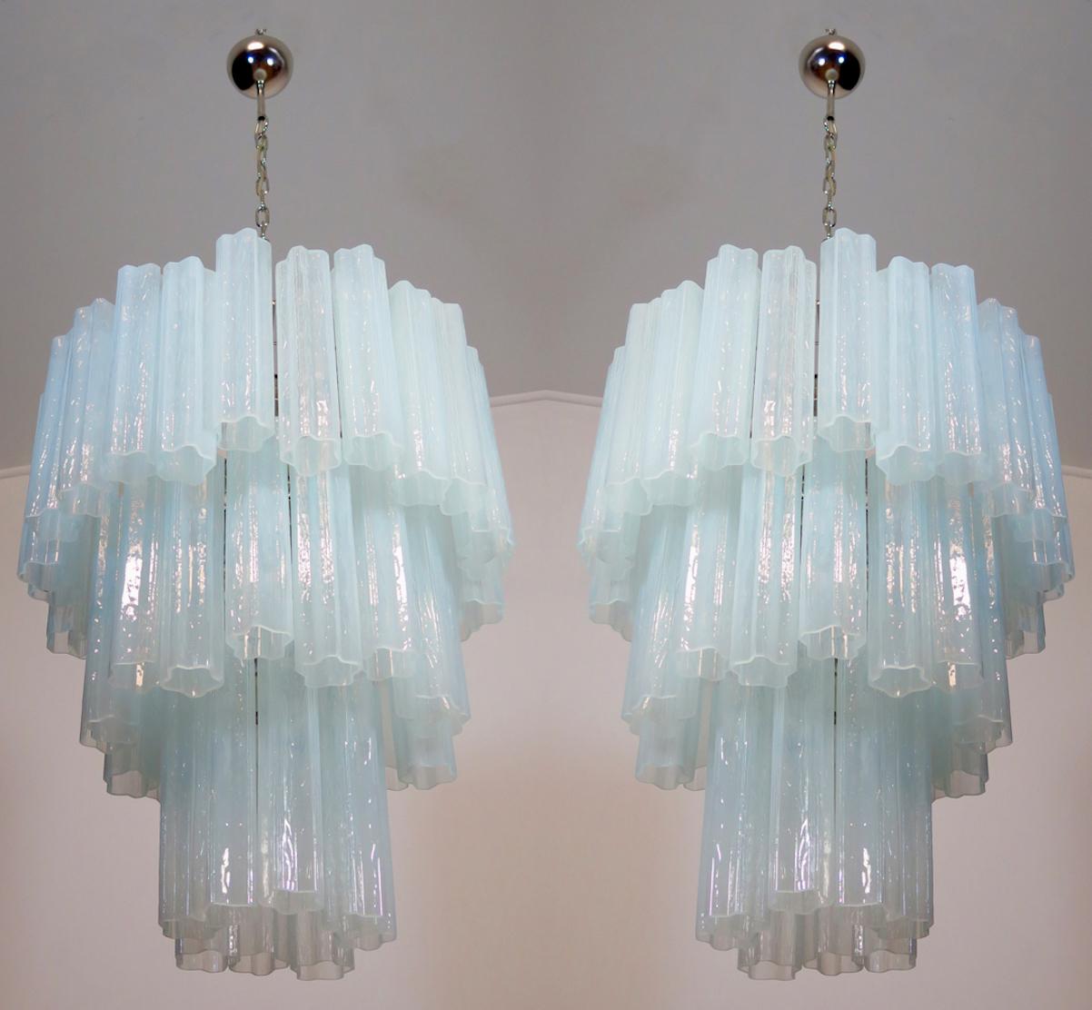 Metal Pair Tronchi (48) Chandelier in Toni Zuccheri Style for Venini, Murano For Sale