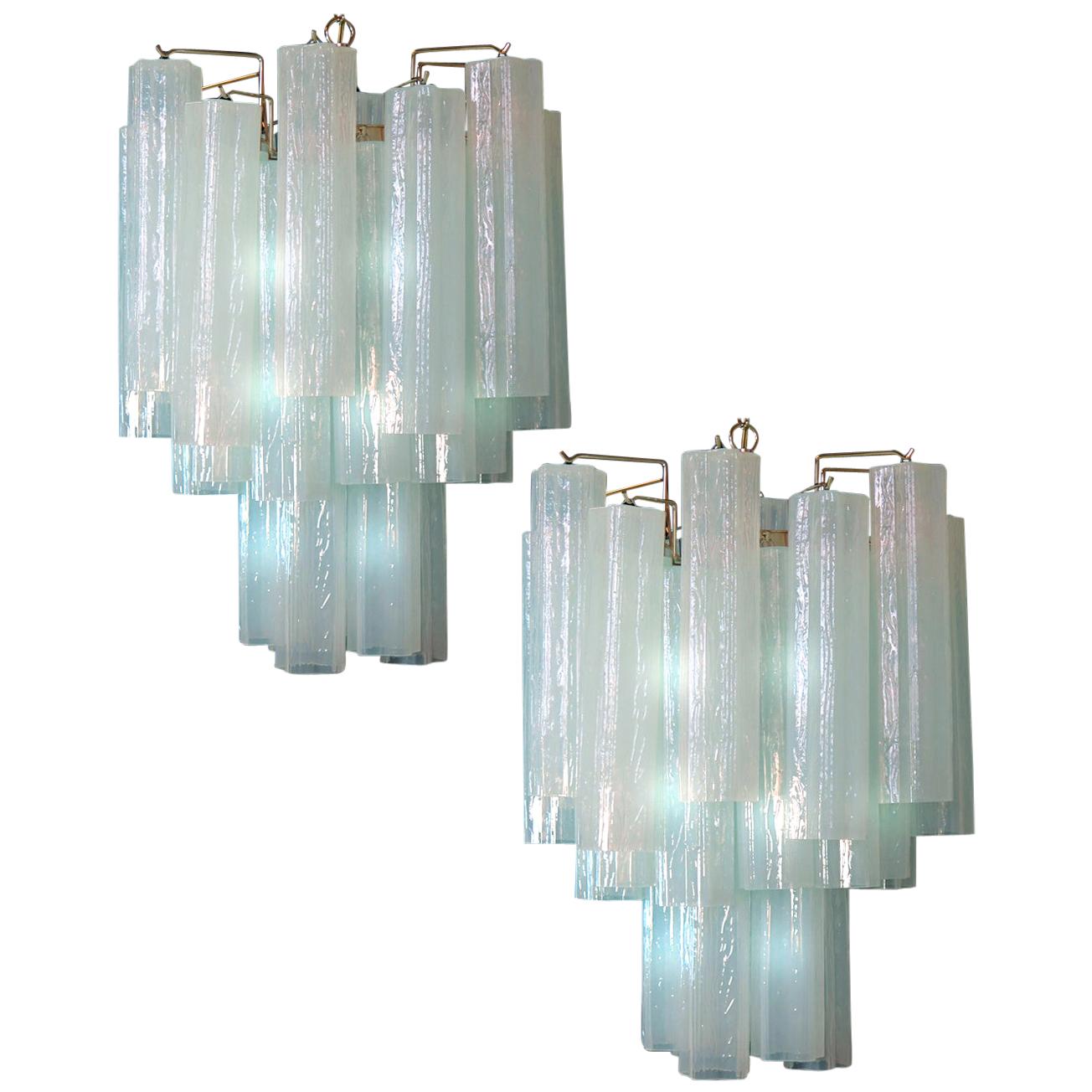 Pair of 30 Tronchi Chandelier in Toni Zuccheri Style for Venini, Murano For Sale