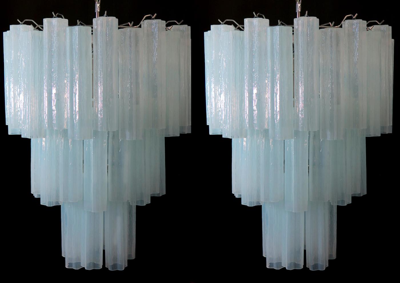 Pair of 48 Tronchi Chandeliers in Toni Zuccheri Style for Venini, Murano For Sale 3