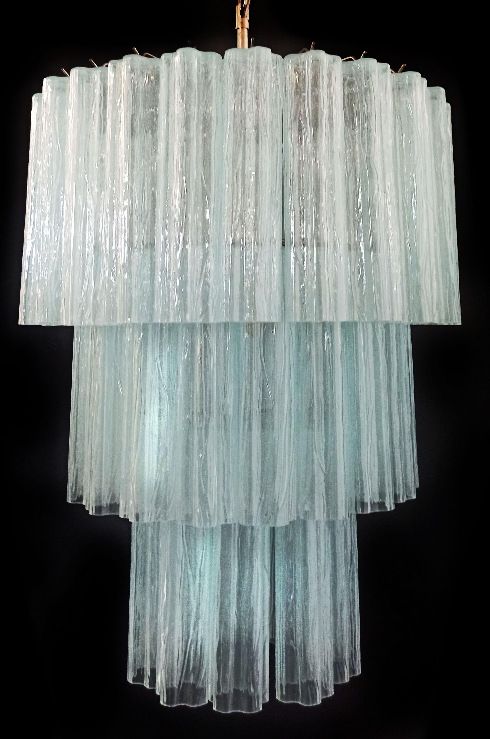 Pair of 52 Opal Silk Tronchi Chandeliers Style Toni Zuccheri for Venini, Murano For Sale 6