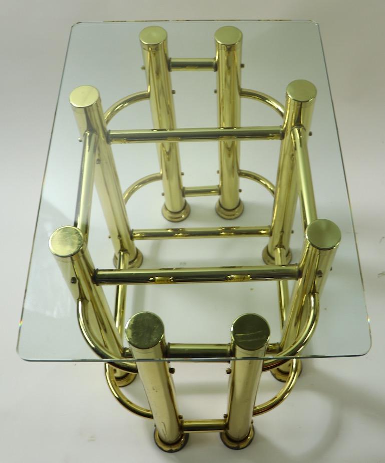 Pair of Tubular Brass and Glass End Tables For Sale 10