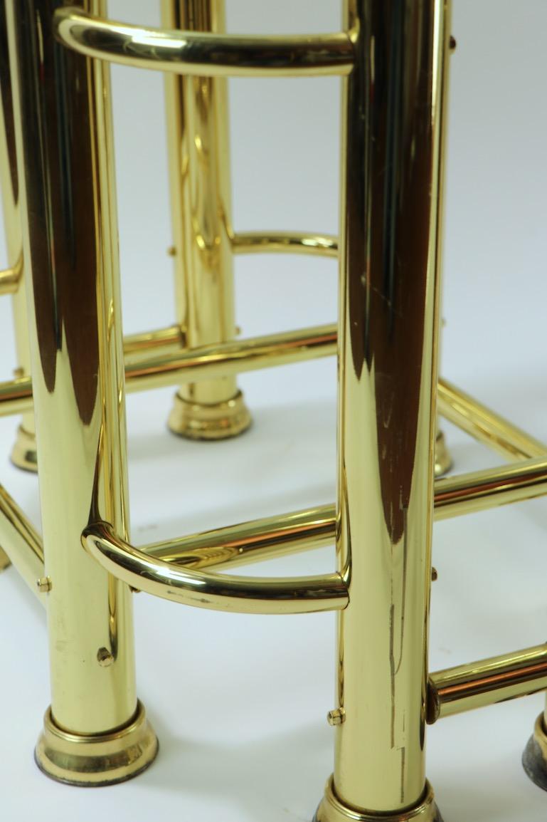 Pair of Tubular Brass and Glass End Tables For Sale 11