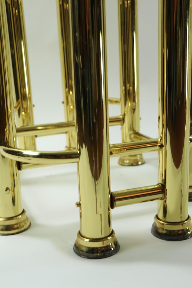 Pair of Tubular Brass and Glass End Tables For Sale 12
