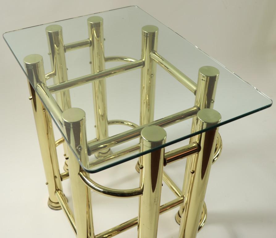 Pair of Tubular Brass and Glass End Tables For Sale 13