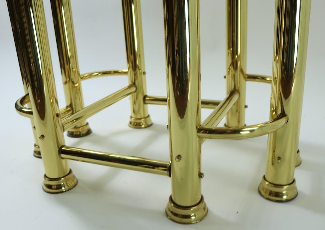 Pair of Tubular Brass and Glass End Tables For Sale 2