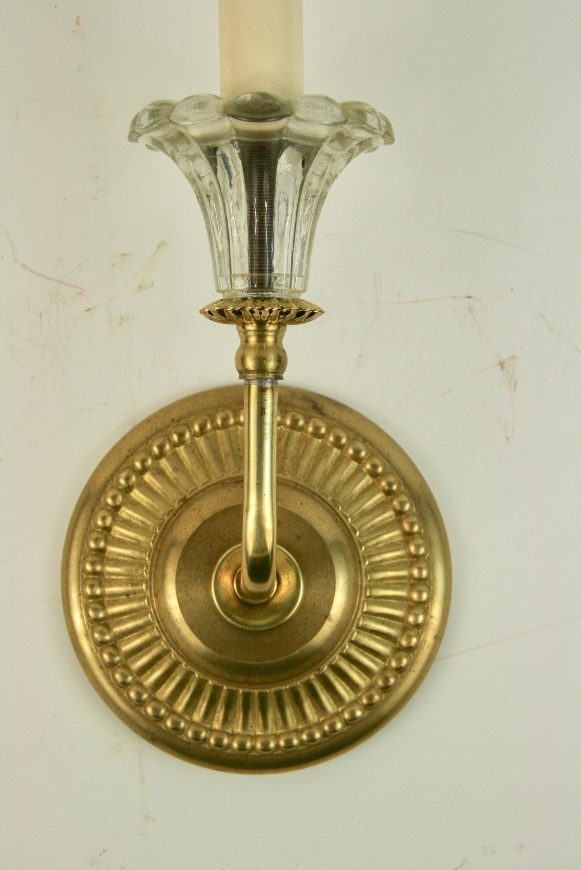 Pair of Tulips Glass Brass Sconce 1