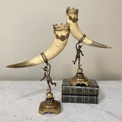 Pair of Turn-Of-The-Century Horn Trophies, Bookends