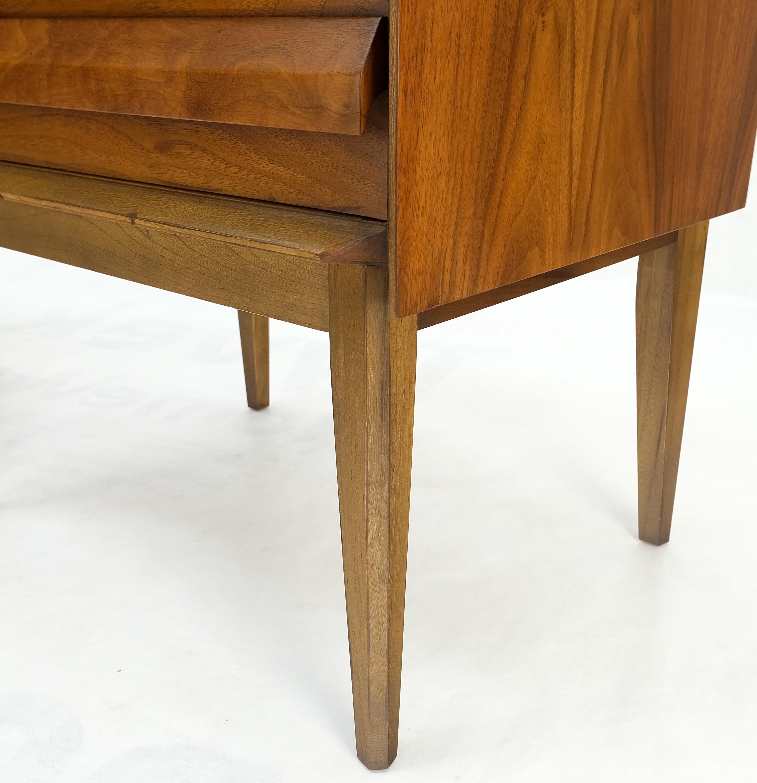 Pair Two Drawers Walnut Mid-Century Modern End Side Night Stands Tables Mint! For Sale 2