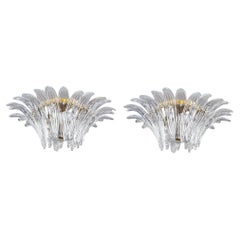 Pair Two Light Flush Mount Venini Fixtures