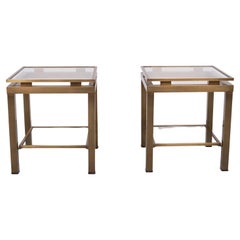 Pair Two Tier Bronze color side tables attrib Maison Jansen 1970s