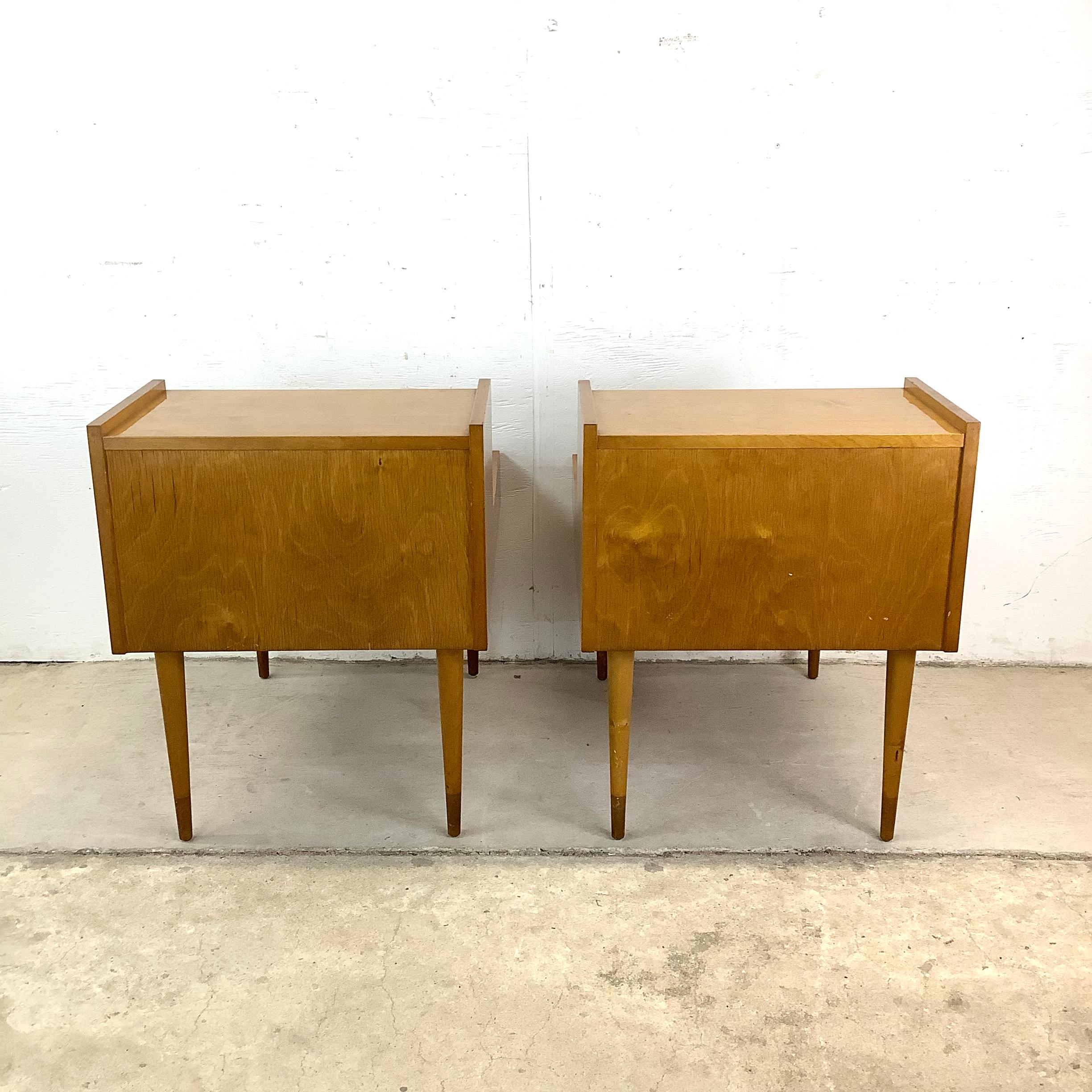 Mid-Century Modern Pair Two Tier Nightstands attr. edmond spence For Sale