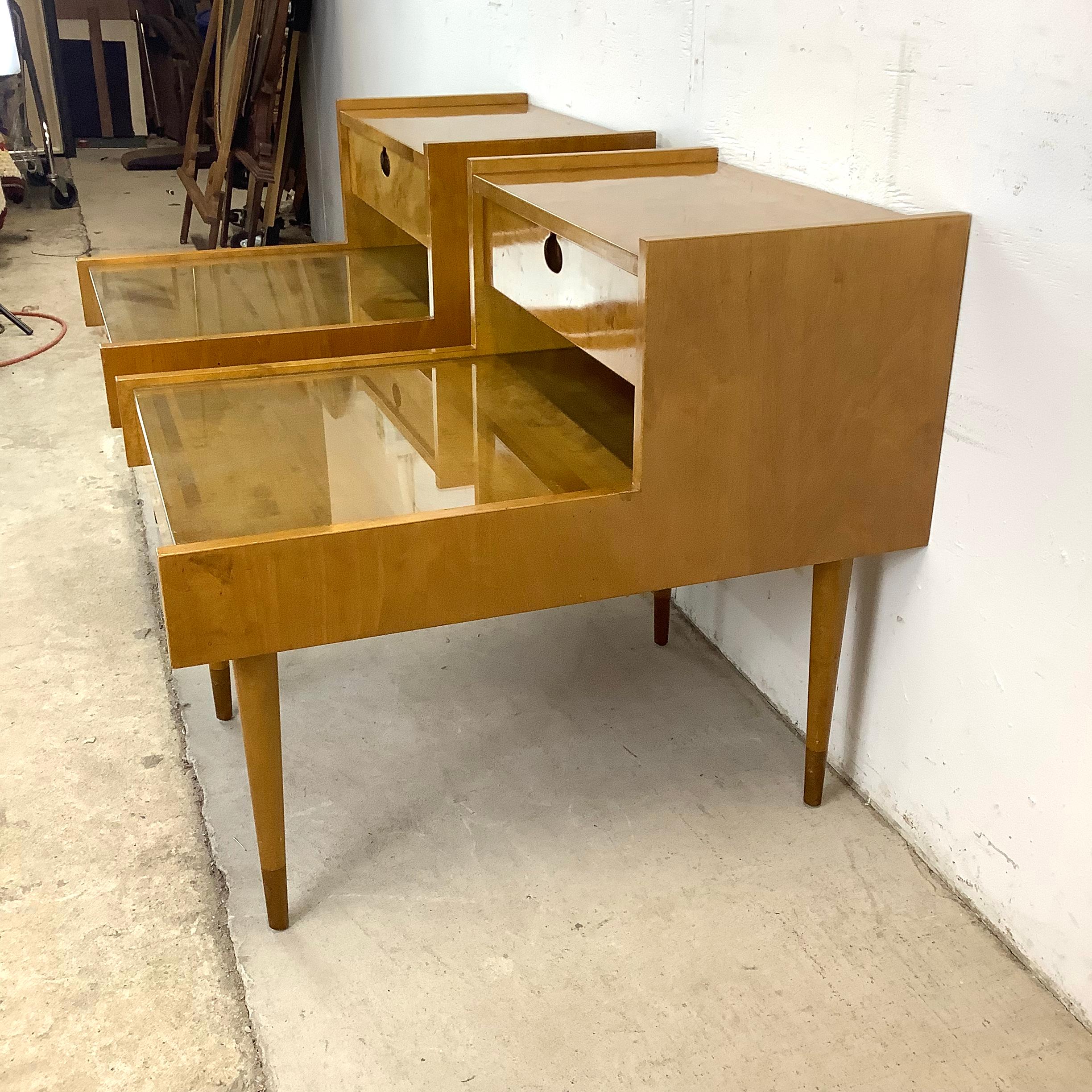 Pair Two Tier Nightstands attr. edmond spence In Good Condition For Sale In Trenton, NJ