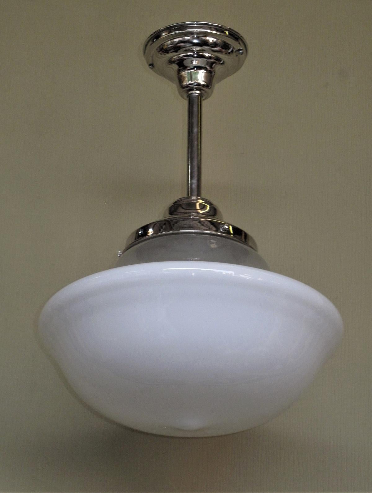 Pair Two Tone Milk Glass Fixtures 1920s In Good Condition For Sale In Prescott, US