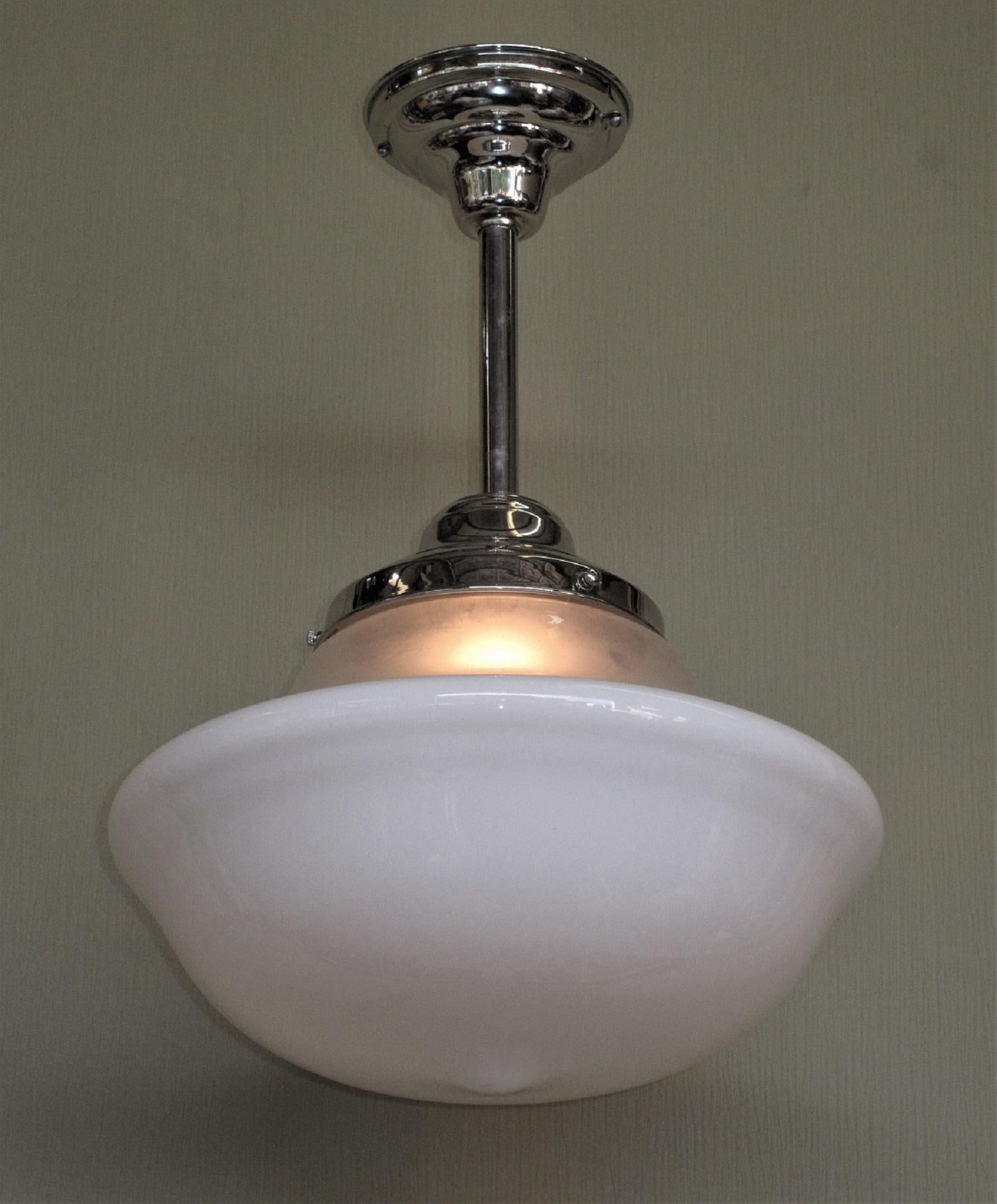 20th Century Pair Two Tone Milk Glass Fixtures 1920s For Sale