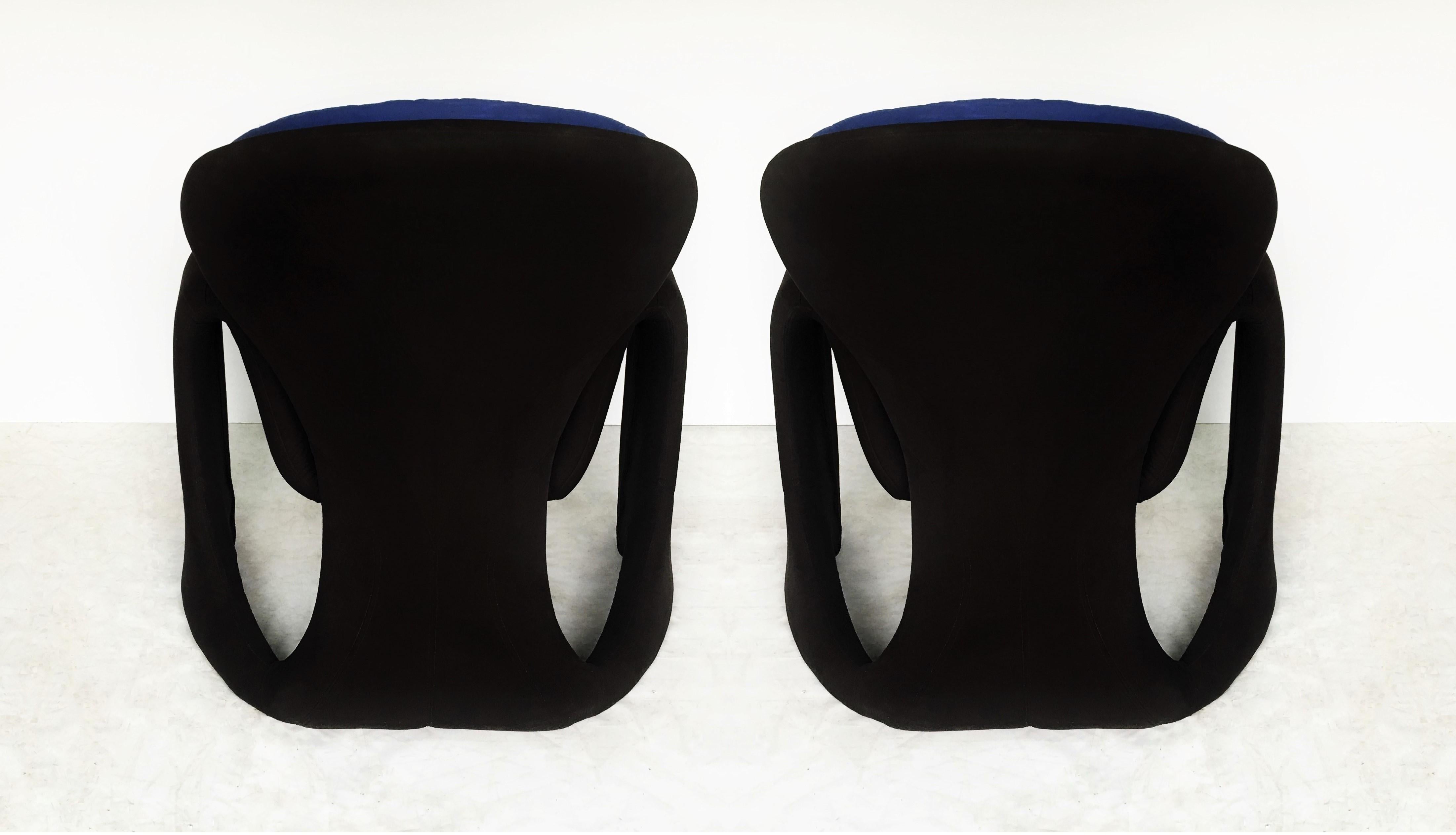 Pair of Two-Tone Modern Cantilever Ribbon Armchairs For Sale 1