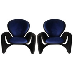 Pair of Two-Tone Modern Cantilever Ribbon Armchairs