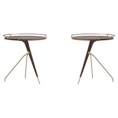 Pair of Umanoff Side Tables, Solid Walnut/ Brass-by Arthur Umanoff for Audo, H45