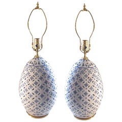 Retro Pair Unusual hand painted, filigree "Egg" with lamp application