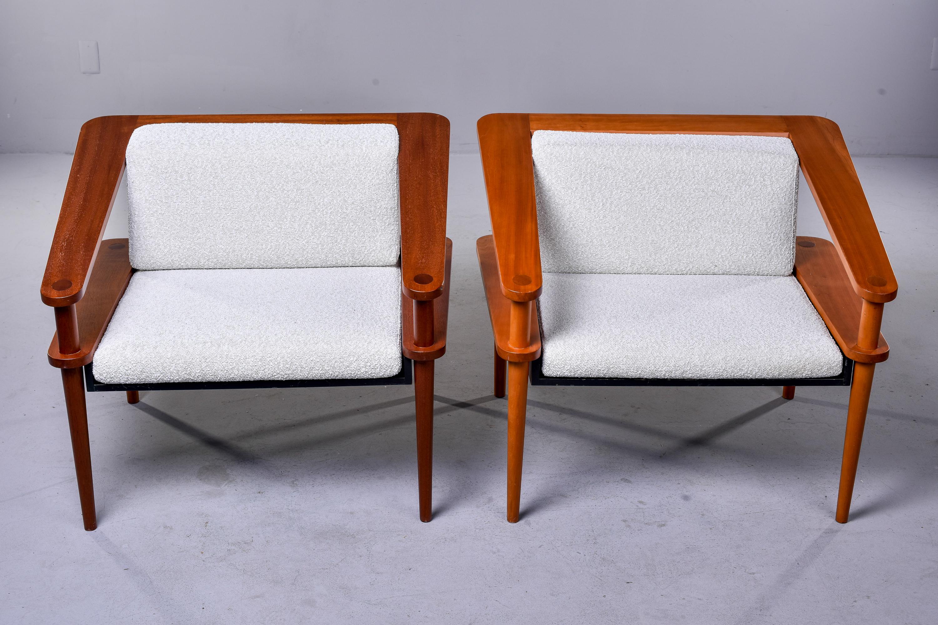 Italian Pair Unusual Mid Century Sculptural Cube Chairs with Teak Frames For Sale