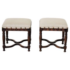 Pair Upholstered Foot Stools, England, 19th Century