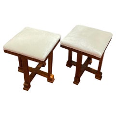 Pair Upholstered Footstools, Austria, Mid-Century