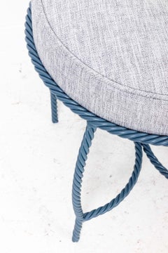 Pair Upholstered Italian Iron Rope Benches