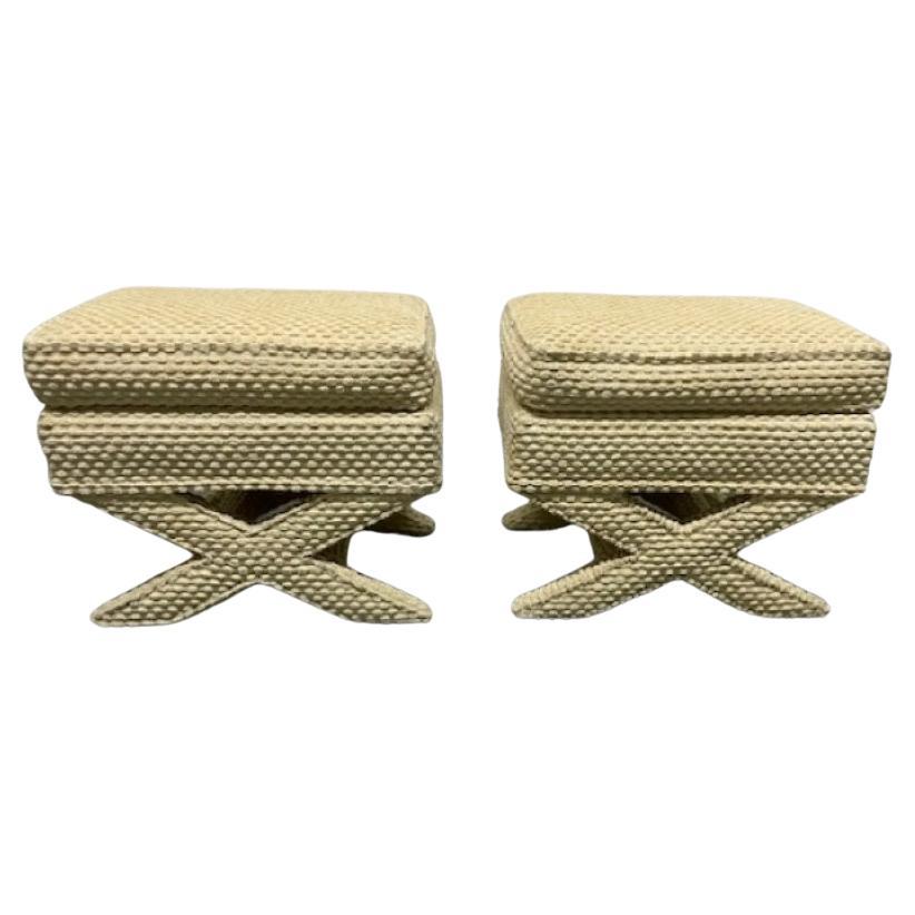 Pair Upholstered X Benches