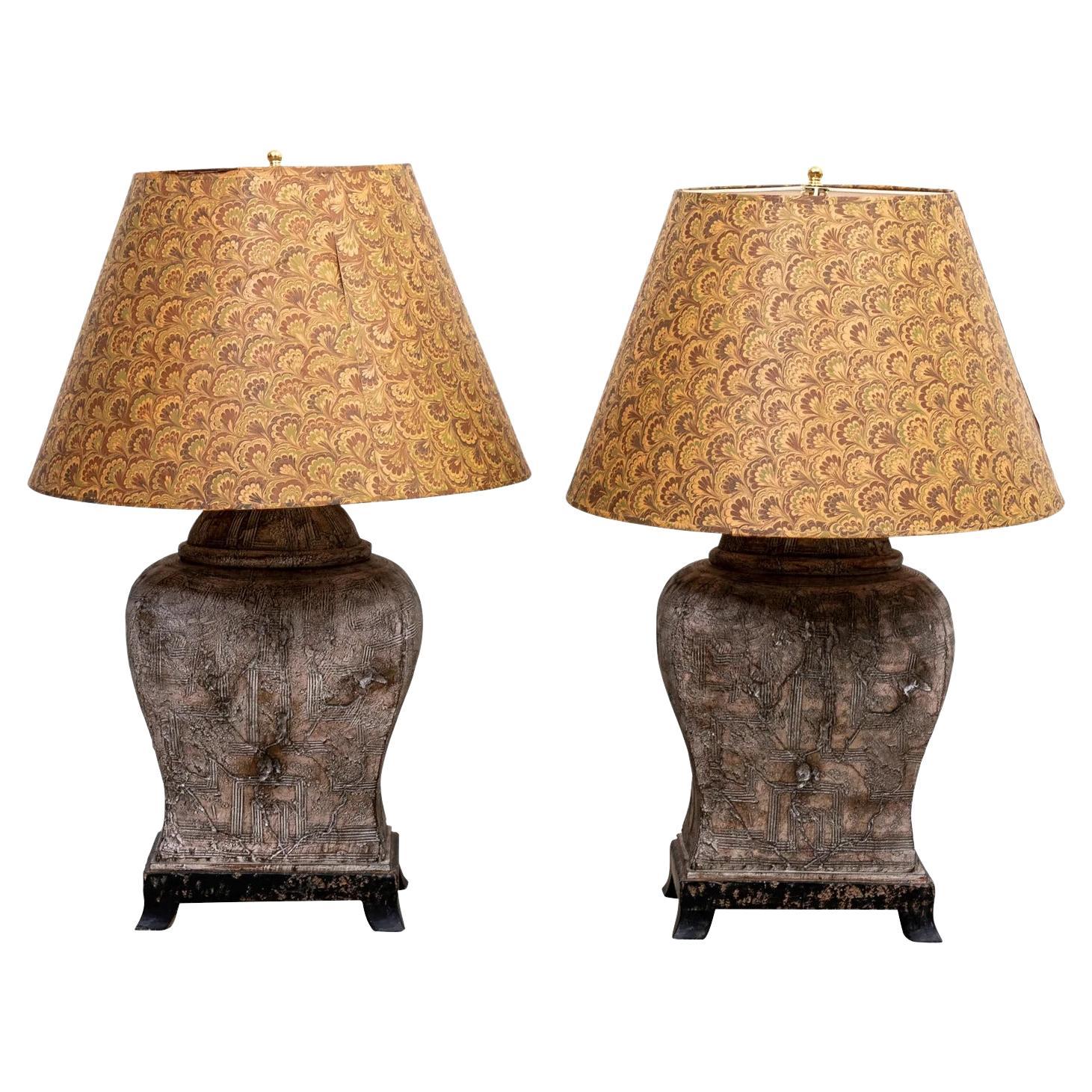 Pair Urn Form Lamps