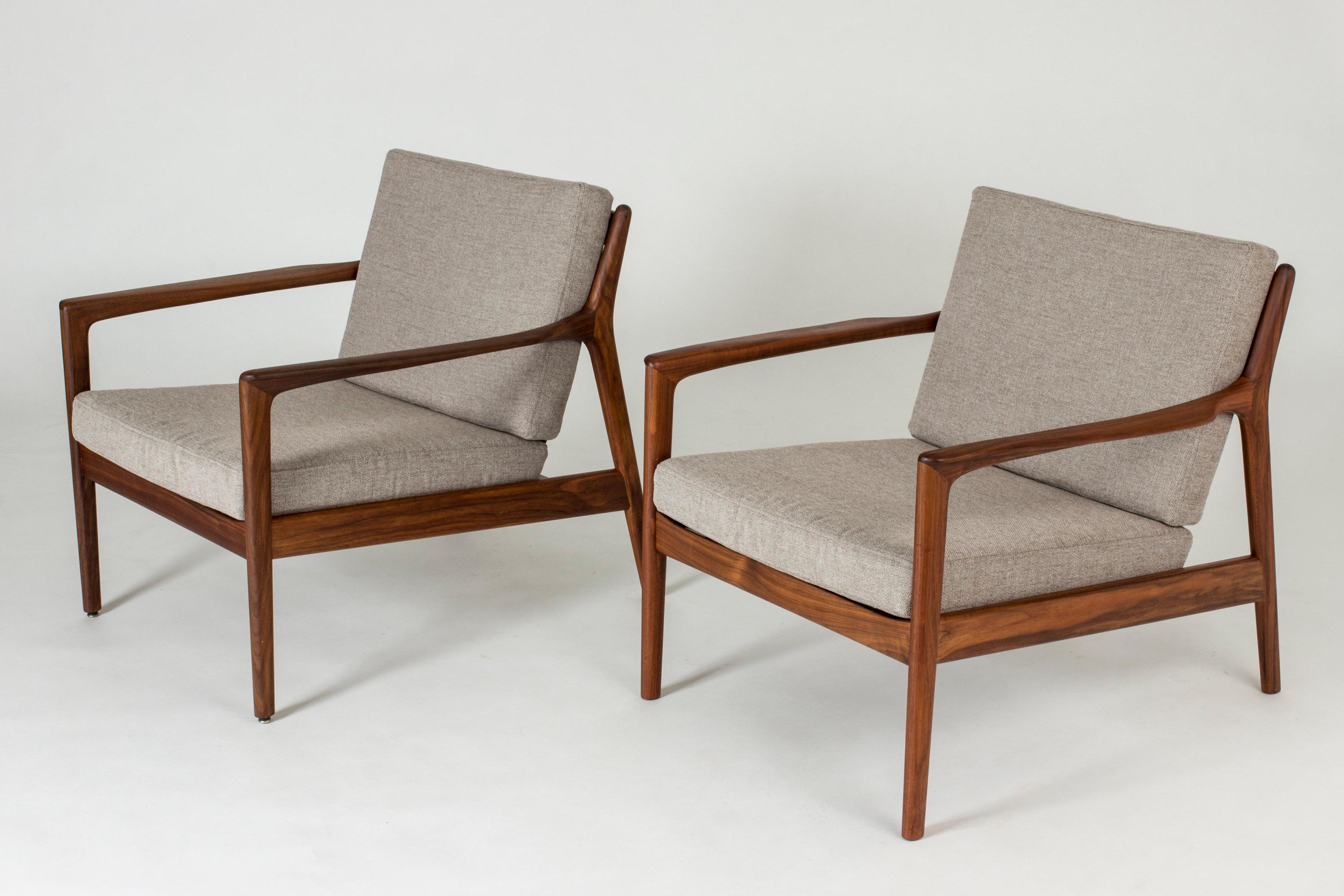 Swedish Pair of “USA 75” Teak Lounge Chairs by Folke Ohlsson for DUX, Sweden, 1960s