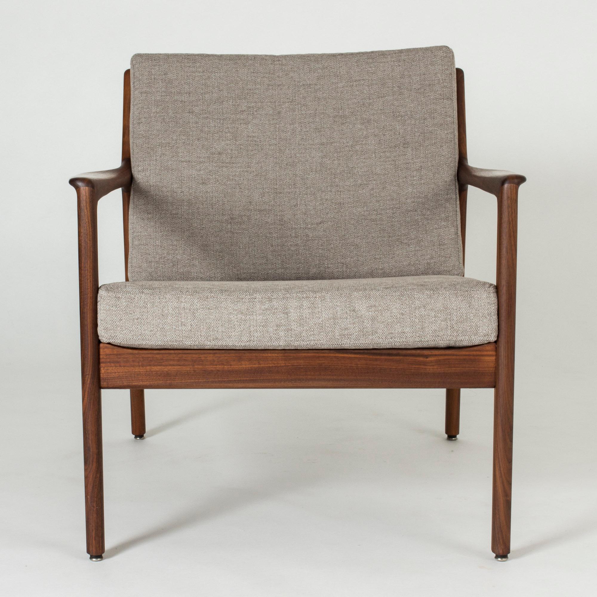 Linen Pair of “USA 75” Teak Lounge Chairs by Folke Ohlsson for DUX, Sweden, 1960s
